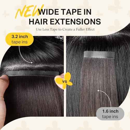 DOORES Tape in Hair Extensions Human Hair, Dark Brown 18 Inch 50g 10pcs, Wide Tape in Extensions Real Remy Invisible Seamless Tape-ins Silky Straight Skin Weft Folding Wear
