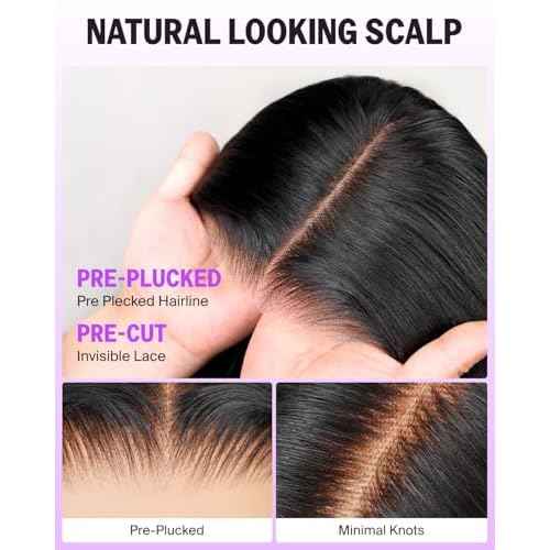 Wear and Go Glueless Wigs Human Hair Pre Plucked Pre Cut 6x6 HD Lace Closure Wigs Human Hair Body Wave Lace Front Wig Pre Bleached Knots Glueless Wig 20 Inch