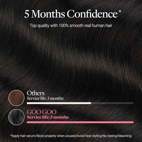 GOO GOO Tape in Hair Extensions Human Hair, 1B Natural Black, 8cm Wide Tape, 18inch 20pcs 100g, Tape Weft Hair Extensions, Real Human Hair, Seamless Tape in