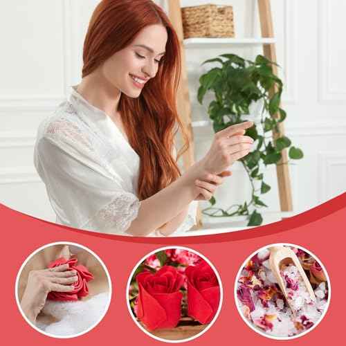 Christmas Gifts for Women - 9 Pcs Rose Bath and Body Gift Basket Set for Women, Spa Gift Set with Shower Gel | Pampering Gifts for Valentine's, Birthday, Mothers Day Gifts for Mom, Gift Sets for Her