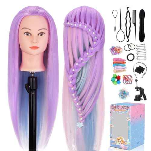Mannequin Head, TopDirect 29" Hair Mannequin with Cosmetology Hair Doll Head to Practice on Styling Hairdressing Training Braiding with Clamp Holder & Tools for Women Girls