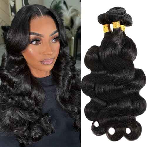 Body Wave 3 Bundles 22 24 26 Brazilian Virgin Human Hair Extensions Curly Wet and Wavy Bundles Remy Hair Weave for Black Women Natural Black