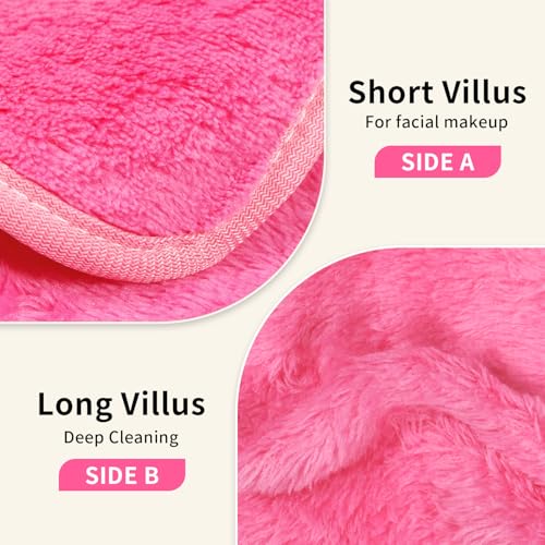 Makeup Remover Cloth 12 Packs Set, 6.5" x 6.5" Reusable Makeup Remover Towels, Makeup Washcloths for Face, Soft & Washable Coral Fleece Microfiber Towel for Face, Eye, Lips