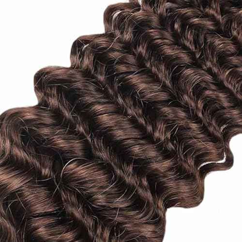 Chocolate Brown Bundles Human Hair 26 28 30 Inch Deep Wave Dark Brown 4 Color Human Hair Bundles Unprocessed Brazilian Virgin Hair Quick Weave Hair for Black Women