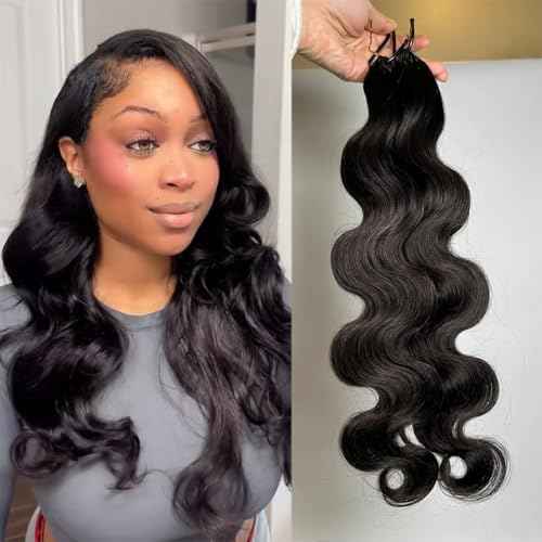 Body Wave Pre Separated Crochet Human Hair Braids Extensions Body Wave Brazilian Virgin Hair for Boho Braiding Knotless Feather Hair Extensions For Black Women Natural Color 20inch 60g