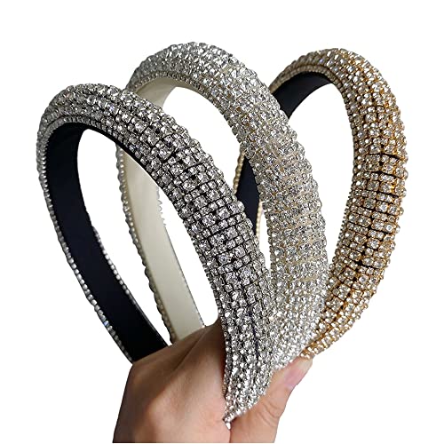 Wiwpar Rhinestone Headbands for Women Rhinestone Head Bands Sparkly Rhinestones Headband Hair Hoop Hair Accessories (Black)