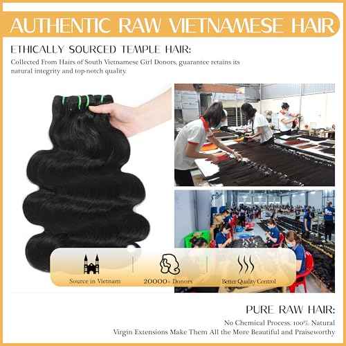 Raw Vietnamese Bundles Human Hair 22 Inch Body Wave Sew In Thick Bundles Unprocessed Raw Vietnamese 100% Real Virgin Human Hair Bundles Bodywave Quick Weave Single Bundle for Black Women