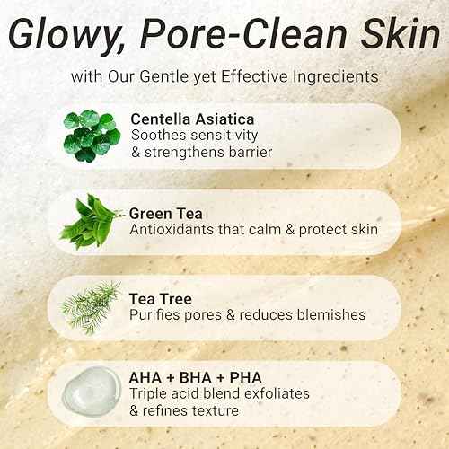 Gentle Cleanser Purifying Touch ? Centella, Tea Tree & Green Tea | AHA BHA PHA Exfoliating Face Wash for Sensitive, Acne-Prone Skin | Calming, Pore Purifying Korean Cleansing Foam, 5.07 fl oz