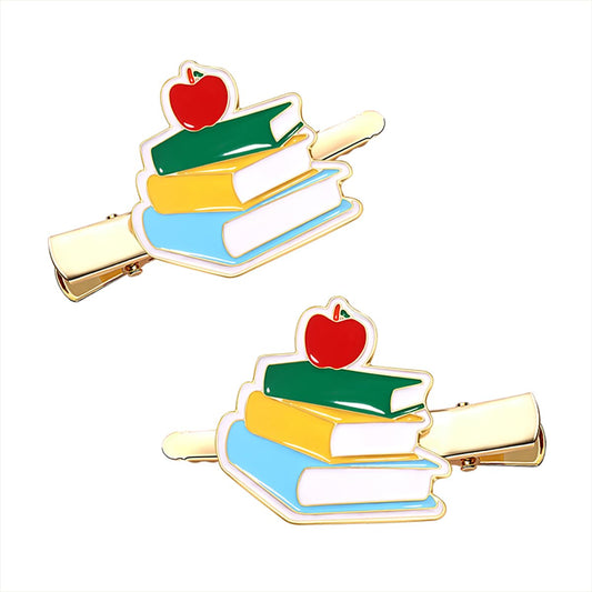 Back to School Hair Clips,Cute Schoolbag Book Hair Clips School Bus Hairpins Back-to-school Gifts Fun Hair Accessories for Teacher Students (Book)