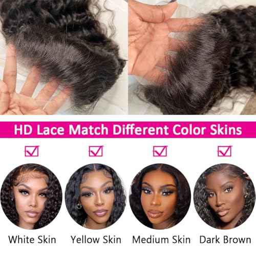 30 Inch Curly Lace Front Wigs Human Hair 200 Density 13x6 HD Lace Frontal Wigs for Women Deep Curly Glueless Wigs Human Hair Pre Plucked with Baby Hair