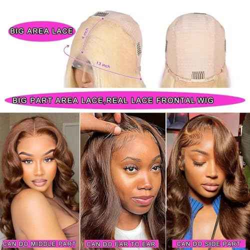 Chocolate Brown Lace Front Wigs Human Hair Body Wave 26 Inch #4 13x4 HD Transparent Brown Lace Front Wig Human Hair Wear and Go Glueless Wig Pre Plucked Colored HD Lace Frontal Wigs For Black Women
