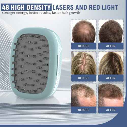 Laser Therapy Hair Growth Comb, Home Use Red Light Device, Rechargeable, Laser Hair Growth Treatment for Men and Women