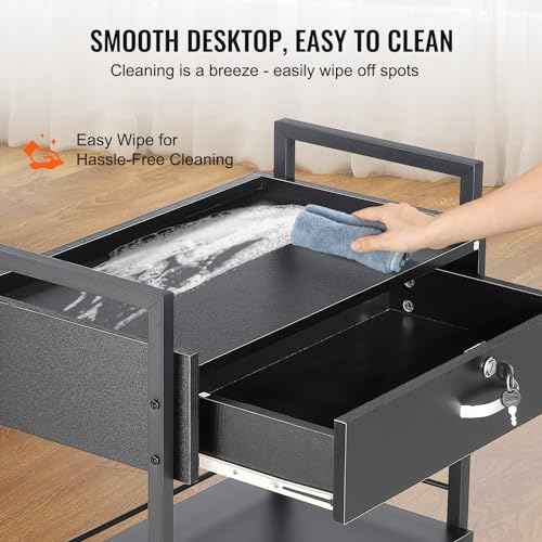 VEVOR Beauty Salon Trolley Cart, 3-Tier Hair Salon Stations Cabinet for Stylist with Lockable Drawer, MDF Rolling Storage Station with 4 Wheels (2 Lockable) for Beauty SPA Barbershop Tattoo