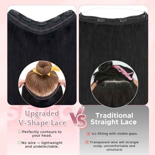 One Piece Clip in Hair Extensions 100% Real Human Hair 3/4 Full Head Hair with Upgraded V-Shaped Weft 5 Clips in Hair Extensions for Women, £¨20 Inch, #12P613 Golden Brown mixed Bleach Blonde£©