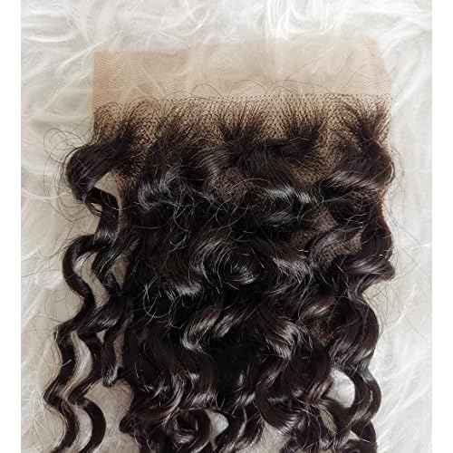 Clytie 4x4 Raw Indian Curly One Donor Human Hair Lace Closure Medium Brown Lace Cuticle Aligned Unprocessed Remy Virgin Hair Piece (4x4 14" closure)