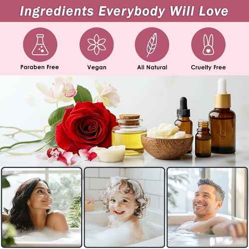 Spa Gift Baskets For Women - Luxury Bath Set With Rose Oil & Orchid - Spa Kit Includes Body Wash, Bubble Bath, Lotion, Body Butter, Soap, Body Spray, Shower Puff, and Towel