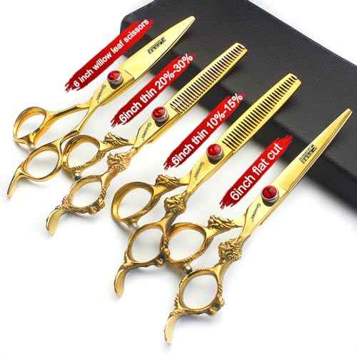 6 inch /7 inch salon professional salon scissors salon hairdresser hair cutting hairstyle pruning tools Japan 440c high hardness stainless steel golden (6 inch 4pcs)