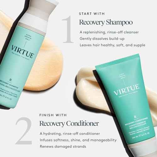 VIRTUE Recovery Sulfate Free Shampoo with Keratin and Baobab Seed Oil for Damaged Hair, Color Safe