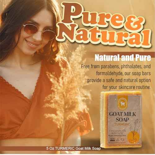Honey Sweetie Acres Turmeric Goat Milk Soap - Handmade 5 oz Bar, Made with Natural Ingredients, Moisturizing & Gentle, Made in the USA