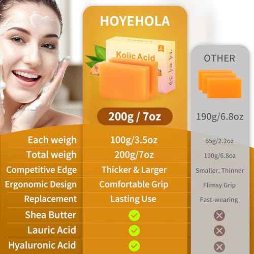 Kojic Acid Turmeric Soap Bar - Dark Spot Remover for Face Even Skin Tone, Moisturizing & Nourishing Natural Ingredients 2Packs