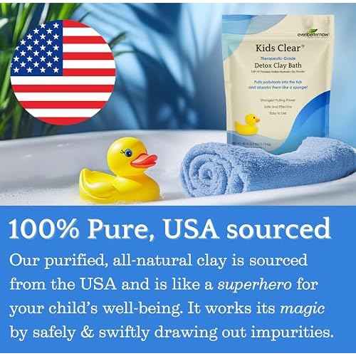Kids Clear Detox Clay Bath, 100% Pure Sodium Bentonite - Cleansing and Purifying, by -Evenbetternow LLC ? 2.5 lb (40 oz) Standard Size