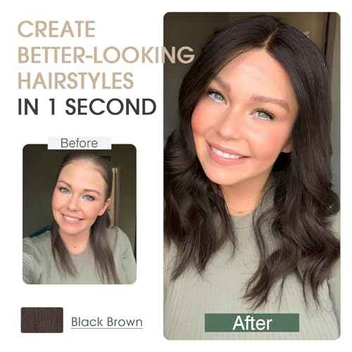 S-noilite Real Human Hair Toppers for Women - 100% Human Hair, 2.25"*6" Lace Silk Base, 10 inch Dark Chocolate Brown