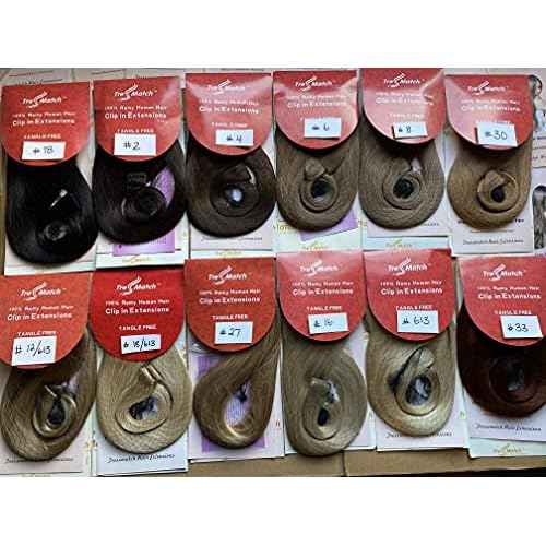 Tressmatch¢ç 20"-22" Remy Human Hair Thick to Ends Clip in Extensions Brown Blonde Highlights (Color #12/613) 9 Pieces(pcs) Full Head [Set Weight:4.4s/125grams ¡¦
