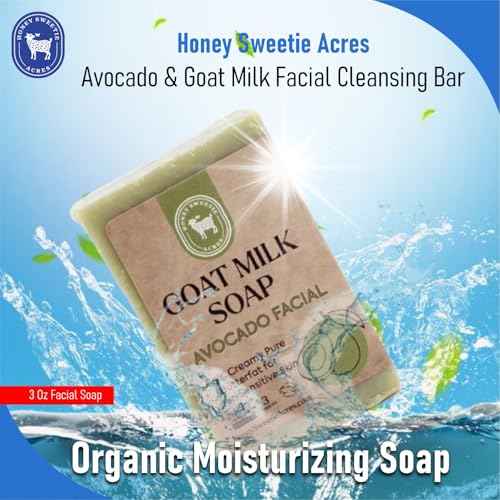 Honey Sweetie Acres All-Natural Skincare Bundle ? Avocado Cleansing Bar, Vitamin B Serum & Goat Milk Cream ? Hypoallergenic, Fragrance-Free for Sensitive Skin