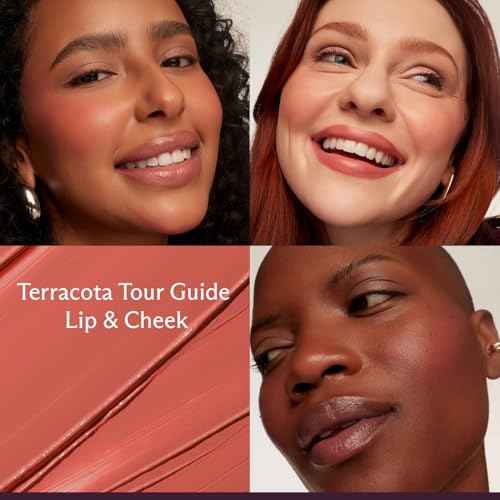 Subtl Staks 5-in-1 Travel Makeup kit by subtl beauty - eyeshadow duo, powder blush, cream highlighter, lip and cheek, lip balm - free travel mirror and brush - stackable makeup for travel