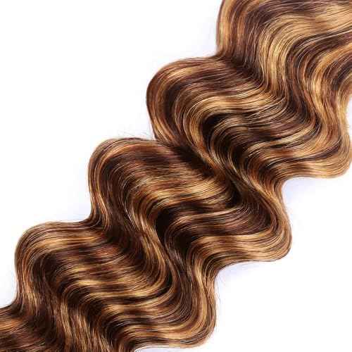 4/30 Human Hair Bundles Brown Deep Wave Bundles 22 24 26 inch Highlight Bundle Human Hair Ombre Brown Bundle