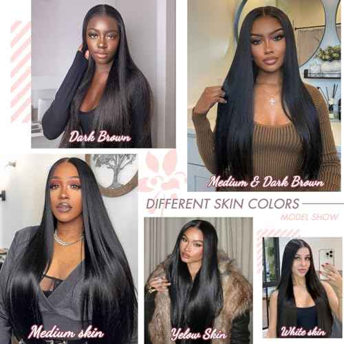 13x6 Straight Lace Front Wigs Human Hair Pre Plucked 200 Density HD Transparent Lace Frontal Wigs for Women Glueless Wigs Human Hair Natural Color 26 Inch