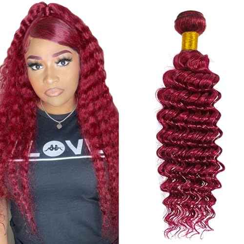 Burgundy Bundles Human Hair 99J Burgundy Deep Wave Bundle 32 inch Unprocessed Virgin Hair Extensions Wine Red Bundles