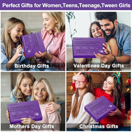 Skin Care Set,6Pcs Professional Womens Teens Tighten Lift Firm Skincare,Hydrate Anti-Aging Facial Routine Kit Travel Gift Set,Birthday Christmas Secret Santa Gifts for Women Teenage Girl Wife Mom