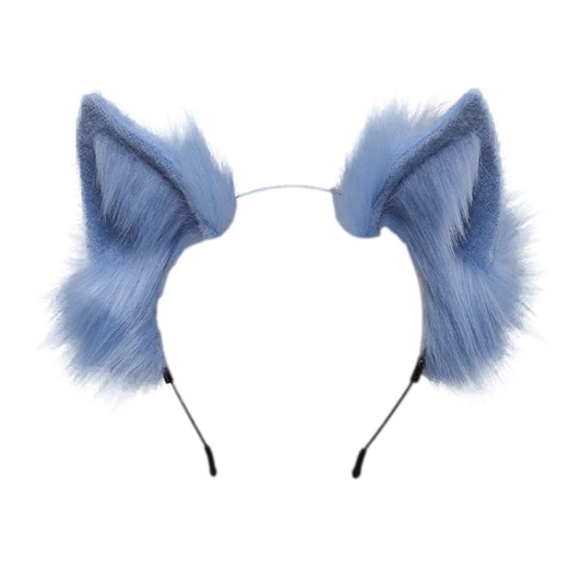 Jilneed Cat Ears Headband for Women Girls Cosplay Costume Party Headbands Cute Faux Fur Hair Accessories (Blue)