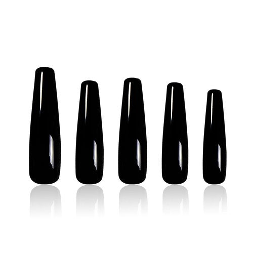 LOVFUL Press on Nails Red Sole Black Red | Handmade with Full Covered Crystals | Reusable Full Cover Nails | Coffin Mid length 1.7 in | H22-S