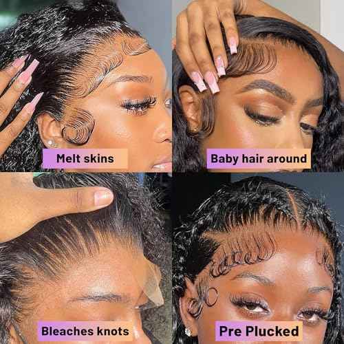 16 Inch 180% Density 13x4 Deep Wave Lace Front Wigs Human Hair Wet And Wavy Water Wave HD Lace Front Wigs Human Hair Pre Plucked Deep Curly Lace Frontal Wig