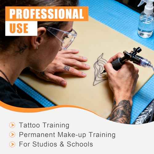 10Pcs Tattoo Practice Skins, 3mm Thick Fake Skin 6"x8" - Realistic Reusable Silicone Sheet for Beginners & Professional Artists Tattoo Skin with Storage Box