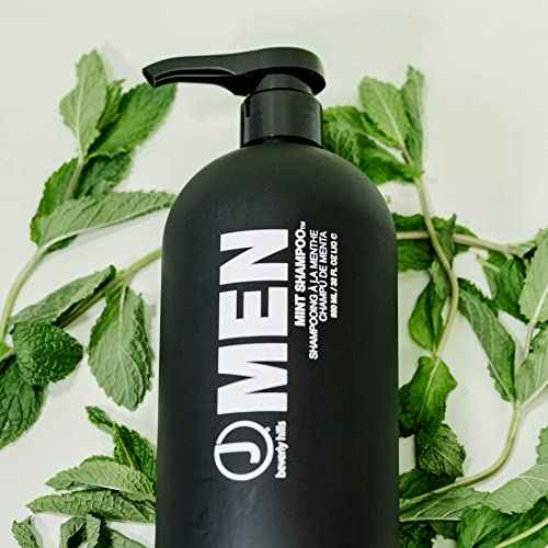 J Beverly Hills Men's Mint Shampoo with Peppermint Oil for a Healthy Scalp, (12 Oz, 32 Oz)
