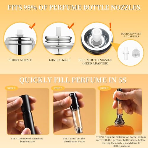 2PCS Perfume Travel Refillable Bottle, Bottom-Filling Fragrances Perfume Atomizer, Empty Mini Cologne Dispenser, Portable Sprayer Pocket Size for On the Go 5ml (Black & Dark Blue)