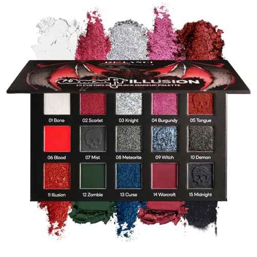 Red black Eyeshadow Palette, Goth Red Eye Shadow Halloween Makeup | Black Sliver Shimmer Glitter Eyeshadow Pallet, Burgundy Smokey Mattlic Cream Matte Eyesahdow for SFX Clown Vampire Christmas Looks