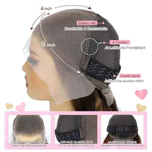 Aimking Chocolate Brown Lace Front Wig - Human Hair, 180% Density, HD Deep Wave, Pre-Plucked With Baby Hair, 26 Inch
