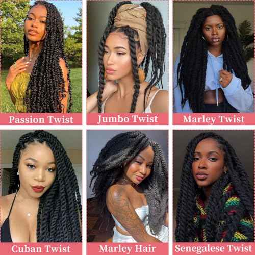 Marley Twist Braiding Hair-30Inch 8packs Cuban Twist Hair Soft Marley Hair for Black Women (1B, 30 Inch (Pack of 8))