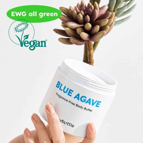 skybottle Fragrance Free Blue Agave Body Butter, Moisture Repair Body Cream, Skin Relief with Hyaluronic Acid, Vegan Certified Body Care, For Men, Women, 9.8 Fl. Oz