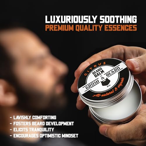 Beard Balm for Men, 2oz Sandalwood & 2oz Citrus Scent, w/Jojoba Oil & Shea Butter, Styling Cream for Men, Moisturizer & Softener, Beard Care Leave in Conditioner (2 Pack)