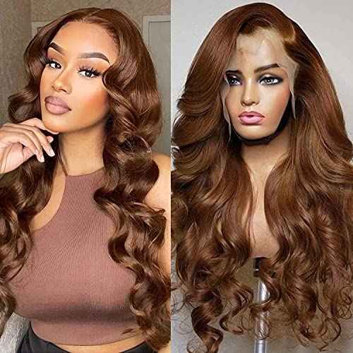 Chocolate Brown Lace Front Wig Human Hair 150% Density Auburn 13X4 Body Wave Lace Front Wig Human Hair Colored Hd Transparent Glueless Wigs Pre Plucked 26Inch