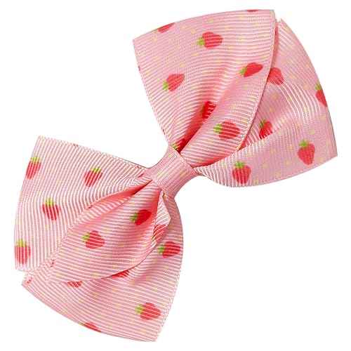 LUV HER Strawberry Shortcake Alligator Hair Clips for Kids ? 7-Pack Non-Slip 4-Inch Hair Bows ? Girls Hair Accessories with Sweet Character Prints ? Ages 3+ ? Non-Toxic Material