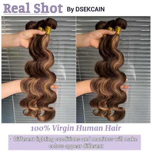 Highlight P4/27 Body Wave Bundles Human Hair 100% Unprocessed Raw Material Body Wave Human Hair Bundle For Quick Weave Double Weft Brown Honey Blonde Piano Color 16 18 20 Inch