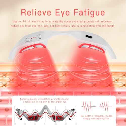 Red Light Therapy Massager, Under Eye Red Light Therapy Eyelift Device with Microcurrent, Under Eyes Glasses Treatment Eye Bags Dark Circles Puffiness Wrinkles Fine Lines (B)
