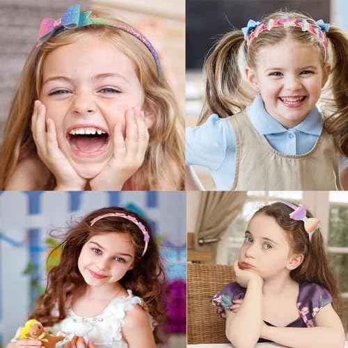 6 Pack Girls Headbands Glitter Kids Headbands Bow/Heart/Star Headbands for girls/Toddler/Teens (A-666)