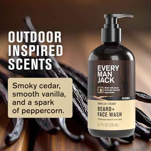 Every Man Jack Beard + Face Wash - Vanilla & Cedar Fragrance - Cleans & Softens Your Beard and Skin - Naturally Derived w/Aloe and Glycerin- 6.7 fl oz - 2 Pack